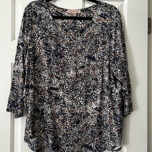 Philosophy Apparel Navy Abstract Print Women's Top Size 2X